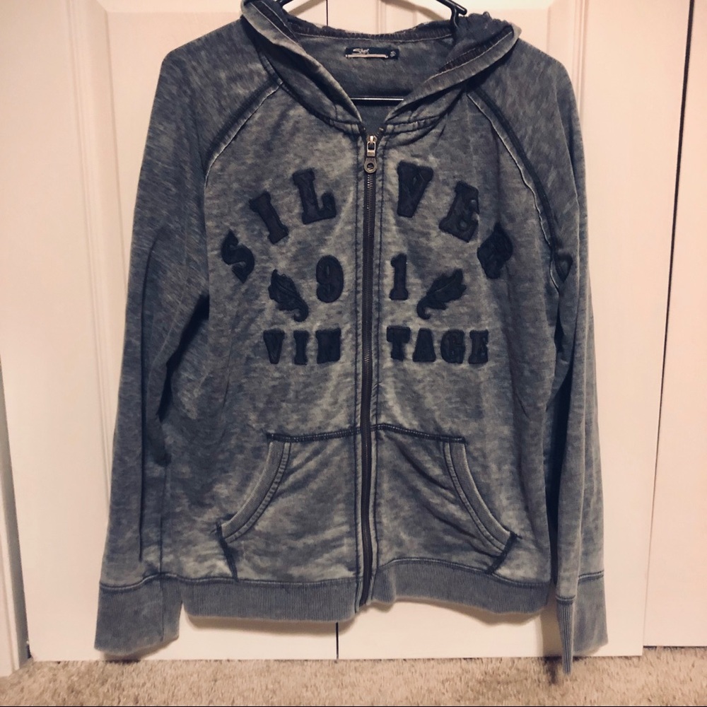 Silvers Jeans Company Lace Washed Hoodie Zip Up
